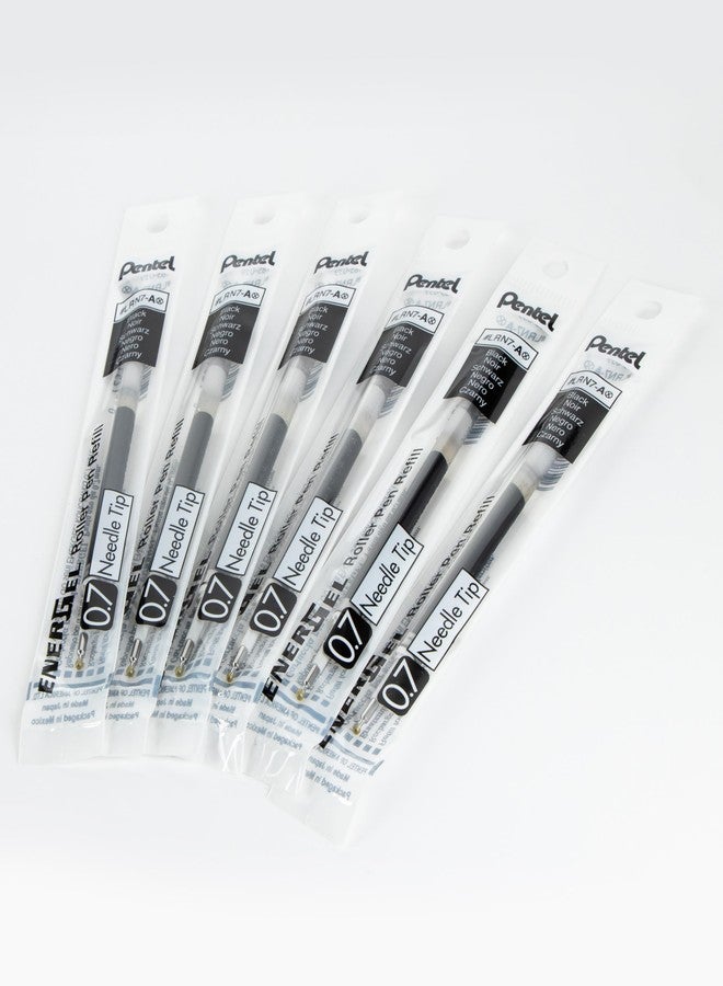 بنتل حبر إعادة تعبئة Pentel - لقلم جل EnerGel، طرف إبرة 0.7 مم، رفيع، حبر أسود، عبوة من 6 عبوات إعادة تعبئة (LRN7-6A) - Image 2